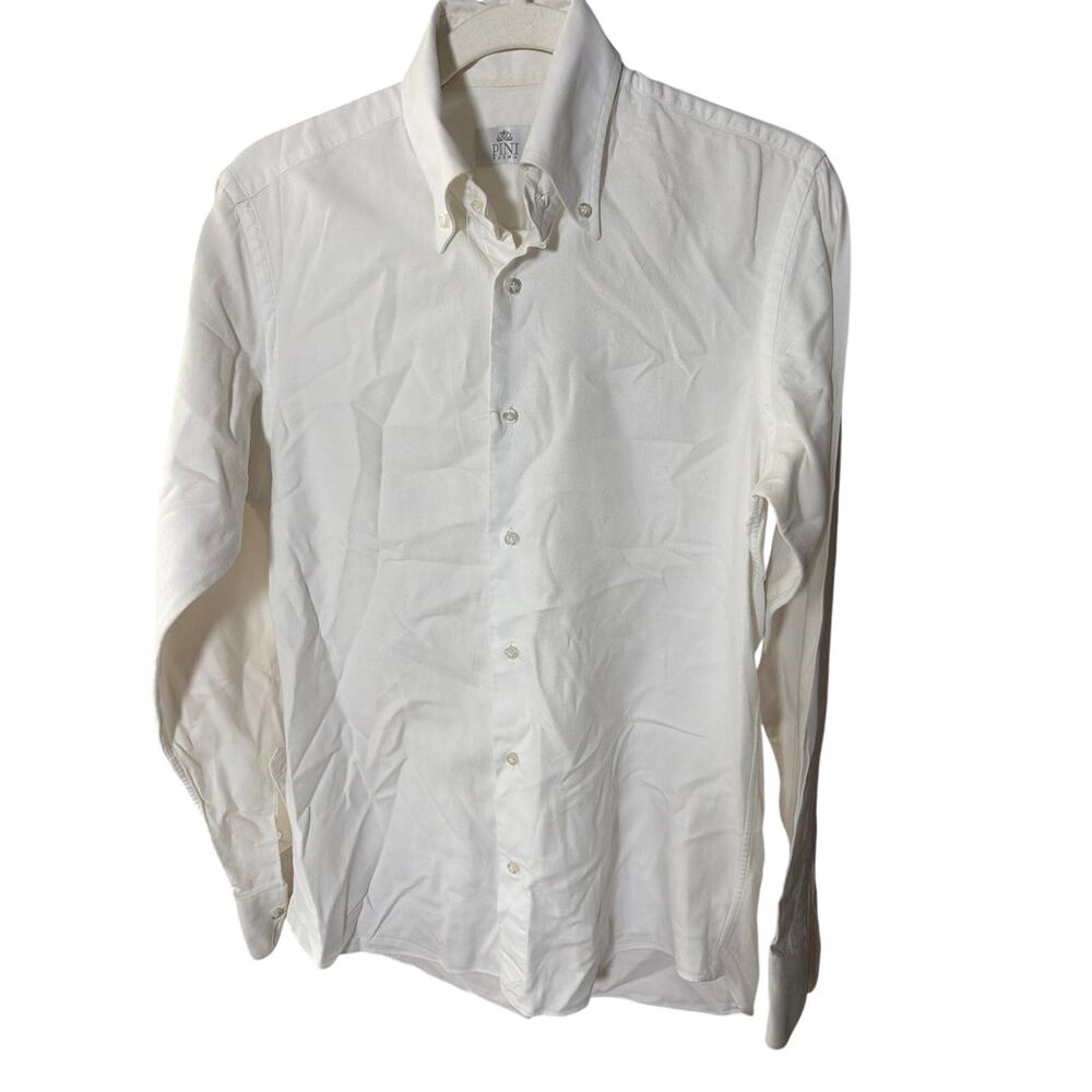 0201 Pini Parma White Dress Shirt 100% Cotton Made in Italy Size 15/38